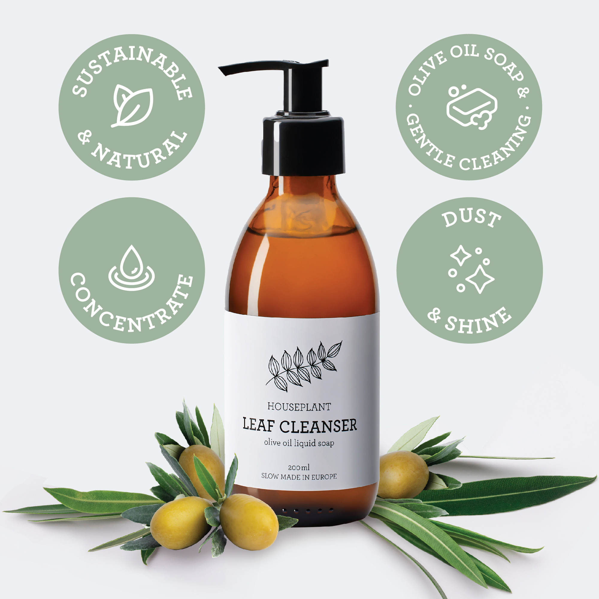 Luonnollinen kasvisaippua lehtien puhdistukseen (oliiviöljypohjainen) 200ml - Image 2