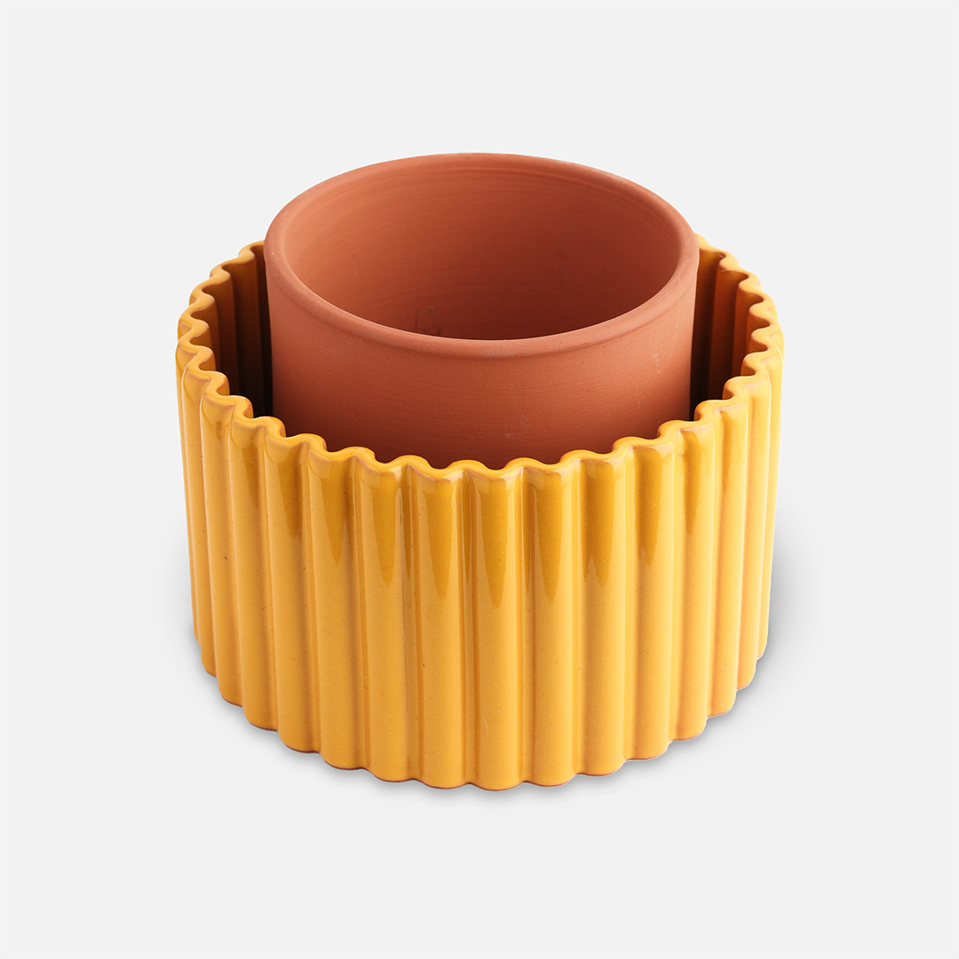 Paula sinapinkeltainen itsekasteluruukku M - Image 2